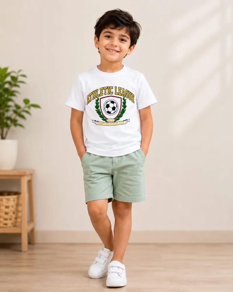 Boys White Athletic League Soccer Graphic Print T-Shirt – view 1
