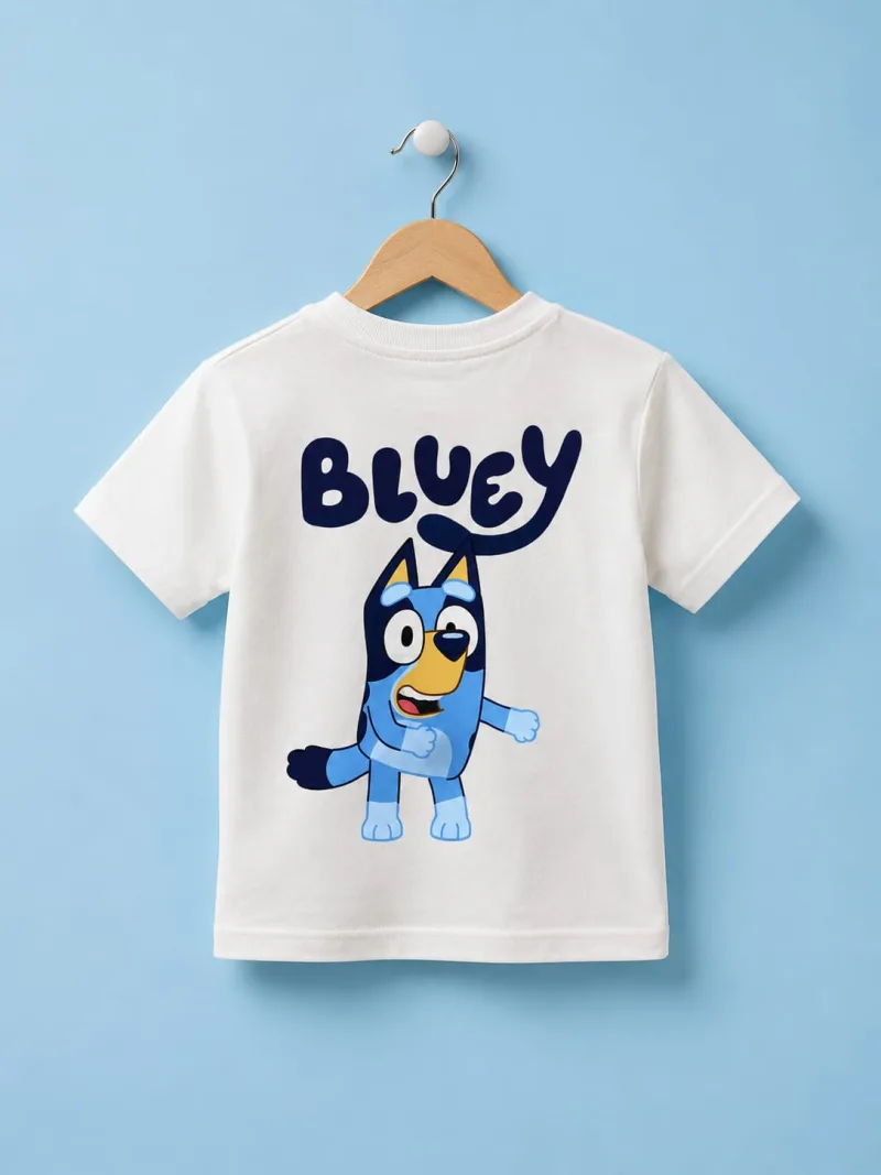 Kids White Bluey Graphic Print Round Neck T-Shirt – view 2