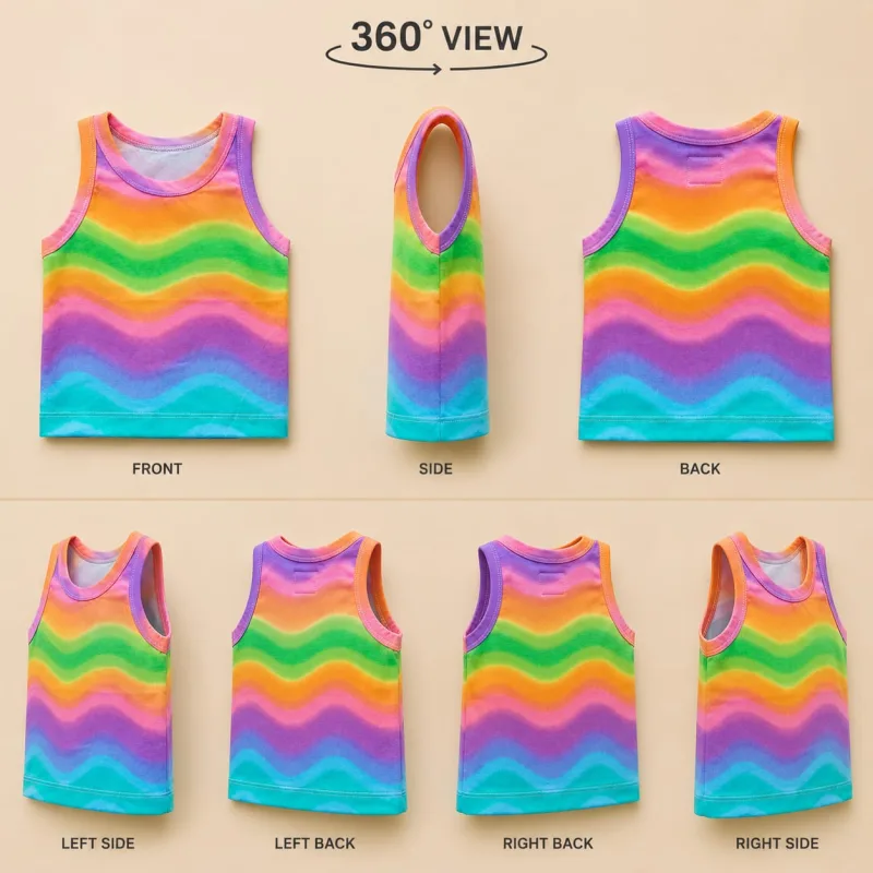 Girls Rainbow Wave Tie-Dye Tank Top – view 4