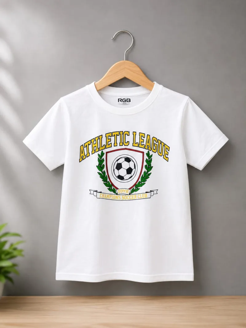 Boys White Athletic League Soccer Graphic Print T-Shirt – view 2