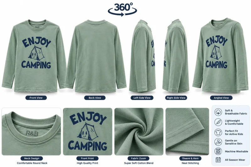 Boys Full Sleeve Printed Enjoy Camping Graphic T-Shirt – view 4