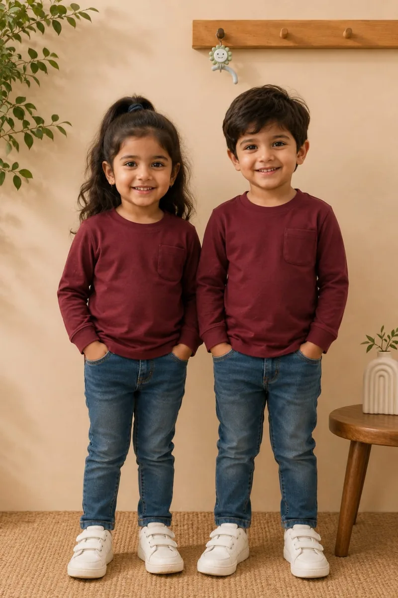 Kids Maroon Solid Pocket Sweatshirt – view 1