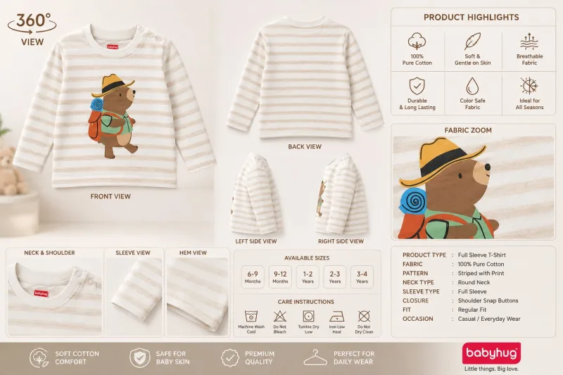 Kids Striped Camping Bear Print T-Shirt – view 4