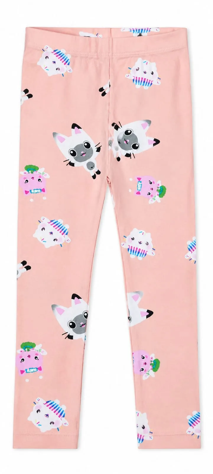 Girls Peach Unicorn & Kitty Printed Cotton Leggings – view 3