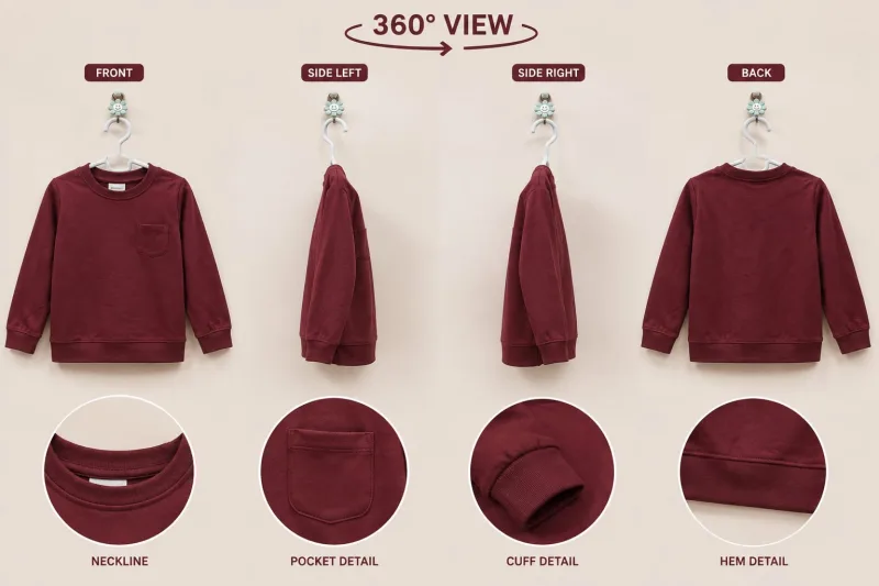 Kids Maroon Solid Pocket Sweatshirt – view 5
