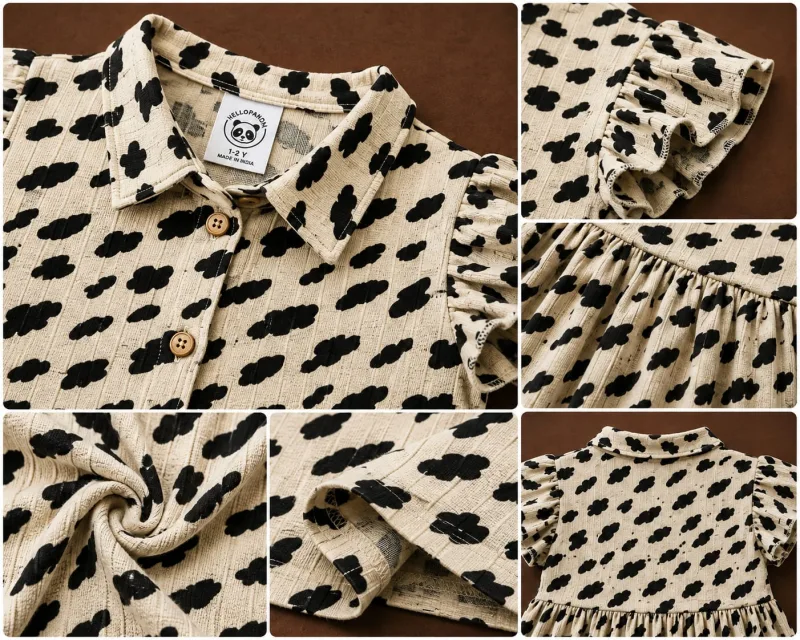 Girls Printed A-Line Dress with Flutter Sleeves – view 4