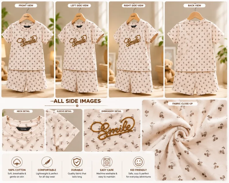 Kids Printed Smile T-Shirt & Shorts Set – view 5