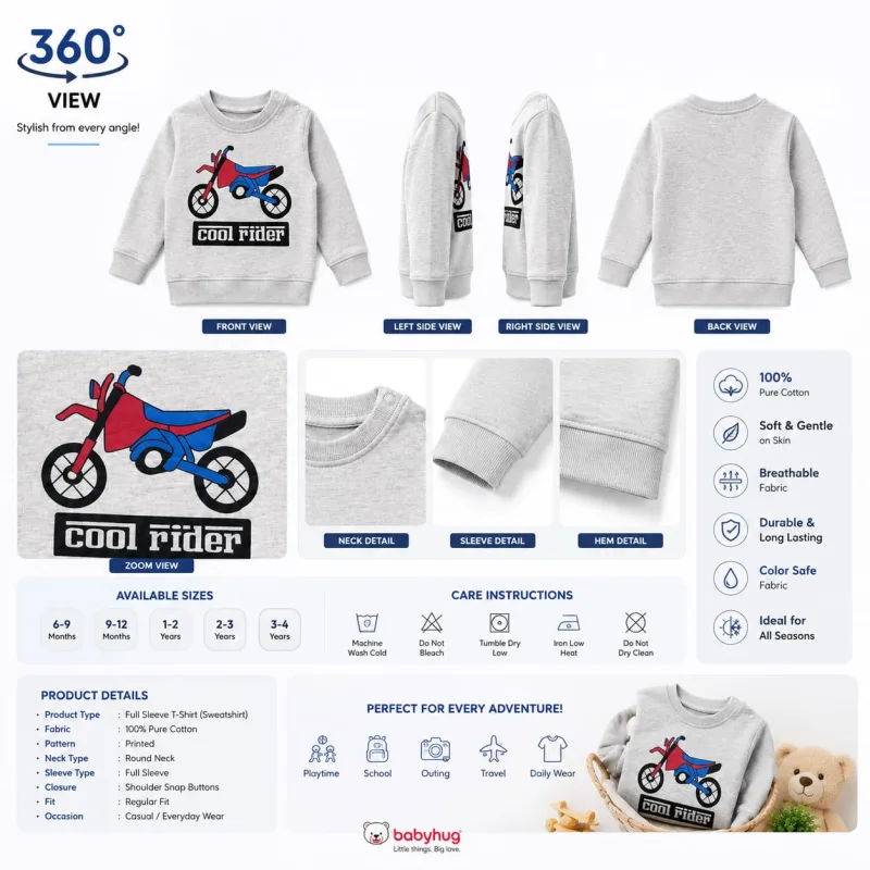 Kids "Cool Rider" Motorbike Print Sweatshirt – view 5