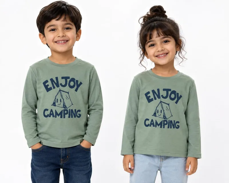 Boys Full Sleeve Printed Enjoy Camping Graphic T-Shirt – view 1