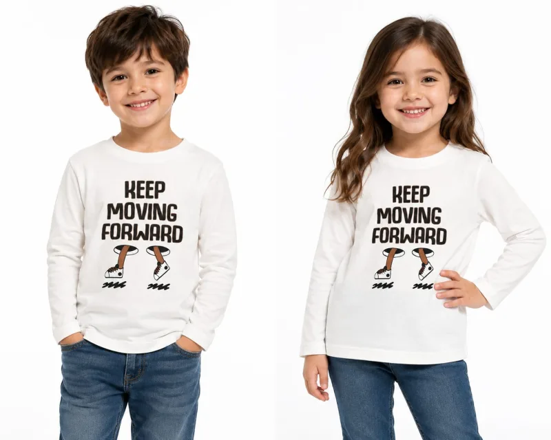 Keep Moving Forward Printed Full Sleeve T-Shirt for Kids – view 1