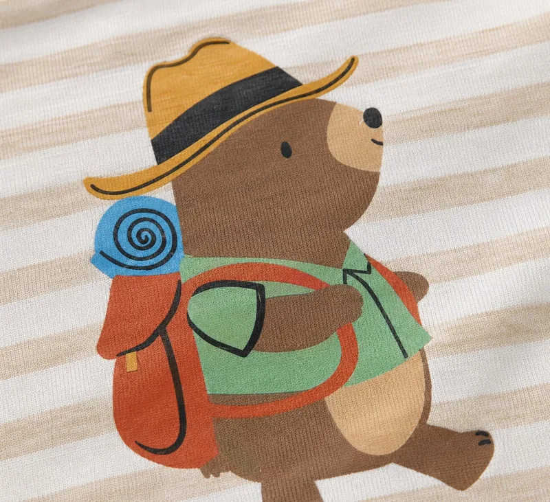 Kids Striped Camping Bear Print T-Shirt – view 5