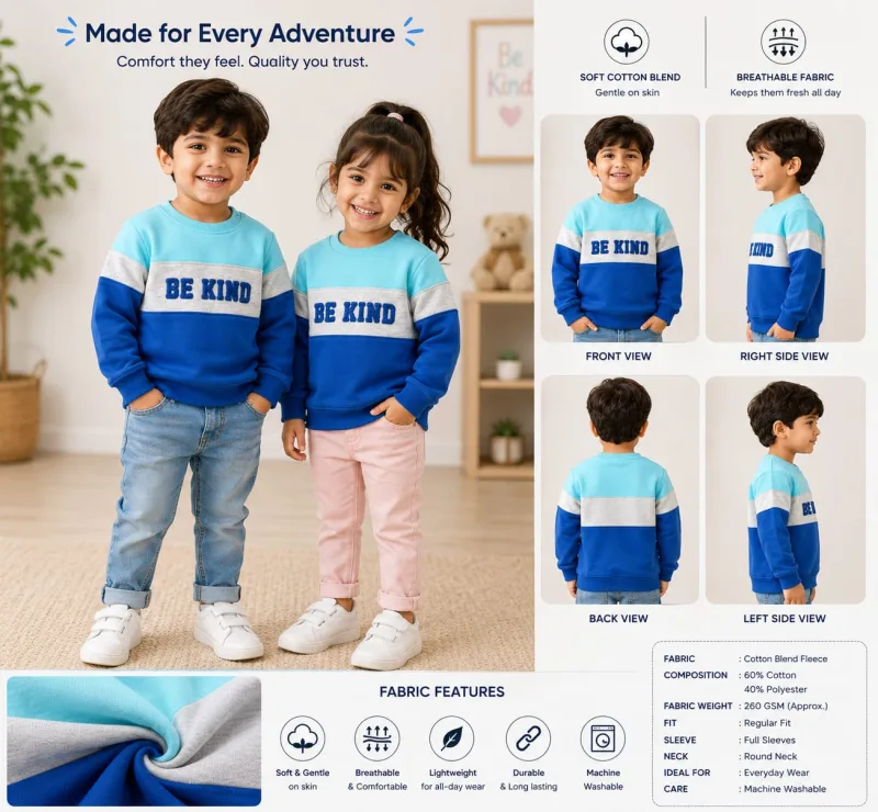 Kids "Be Kind" Colourblock Sweatshirt – view 2