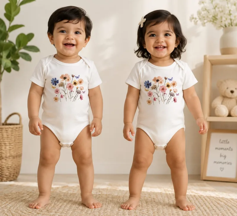 Baby White Pressed Wildflower Print – view 1