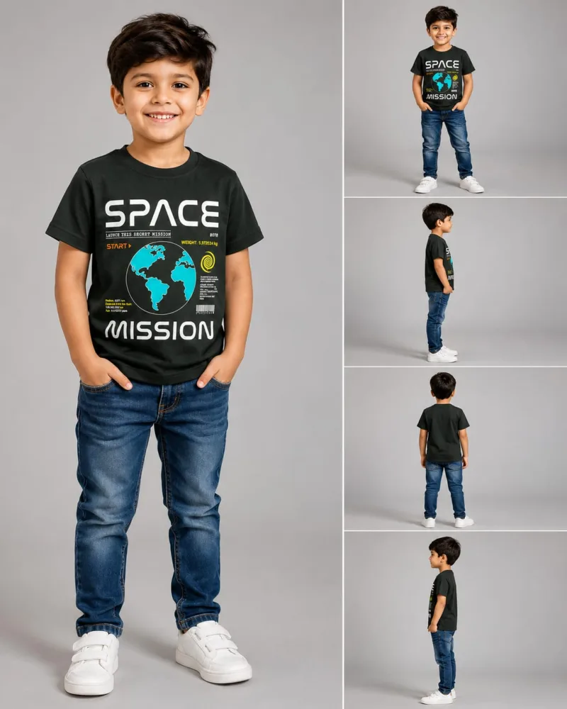 Boys Space Mission Graphic Printed T-Shirt – view 6