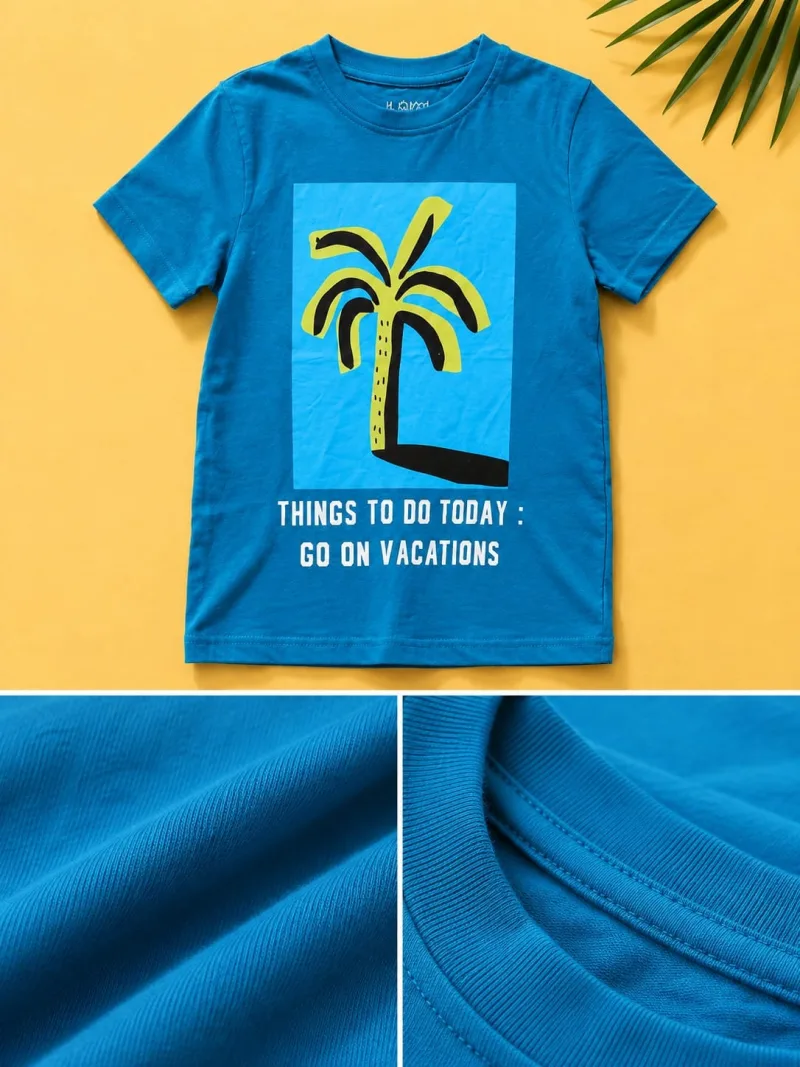 Boys Vacation Palm Tree Graphic Printed T-Shirt – view 3