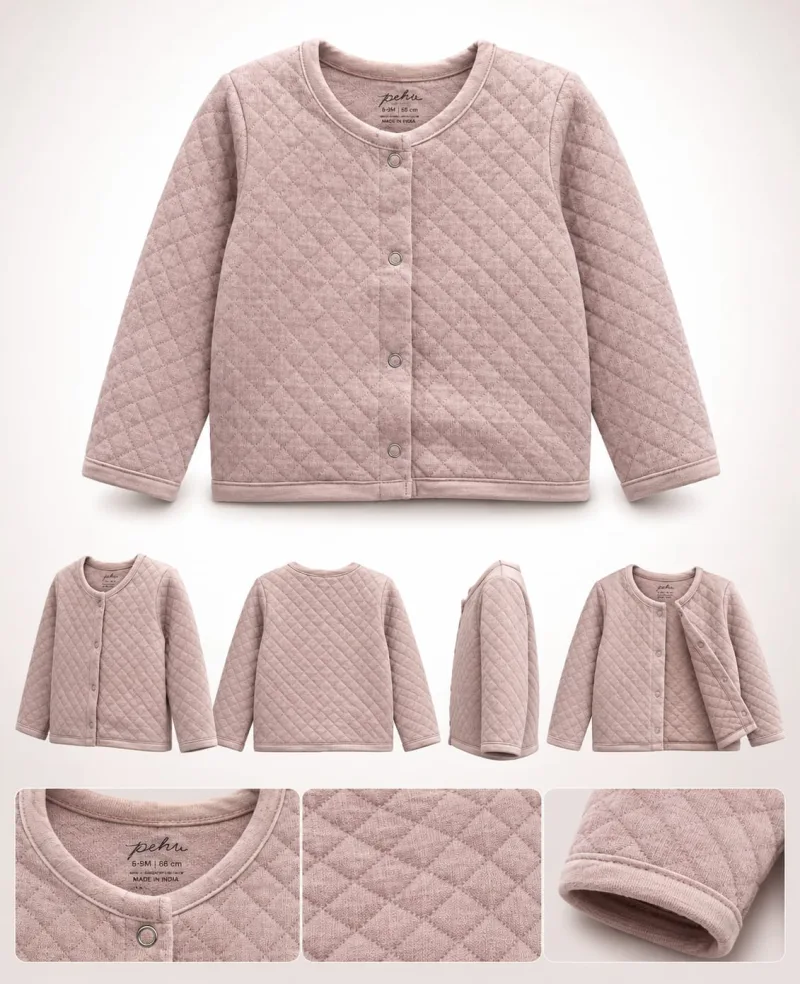 Girls’ Quilted Full-Sleeve Warm Jacket – Soft Cotton Blend – view 5
