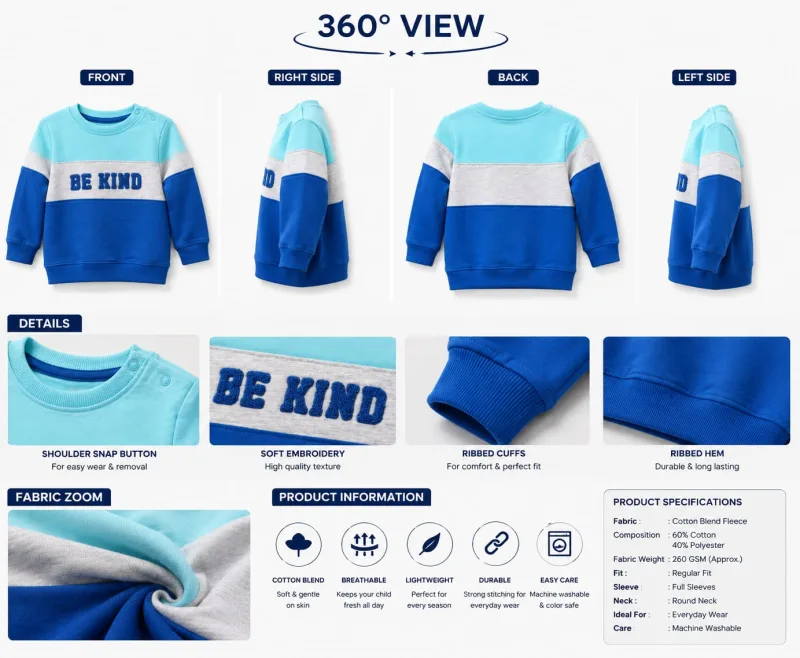 Kids "Be Kind" Colourblock Sweatshirt – view 4