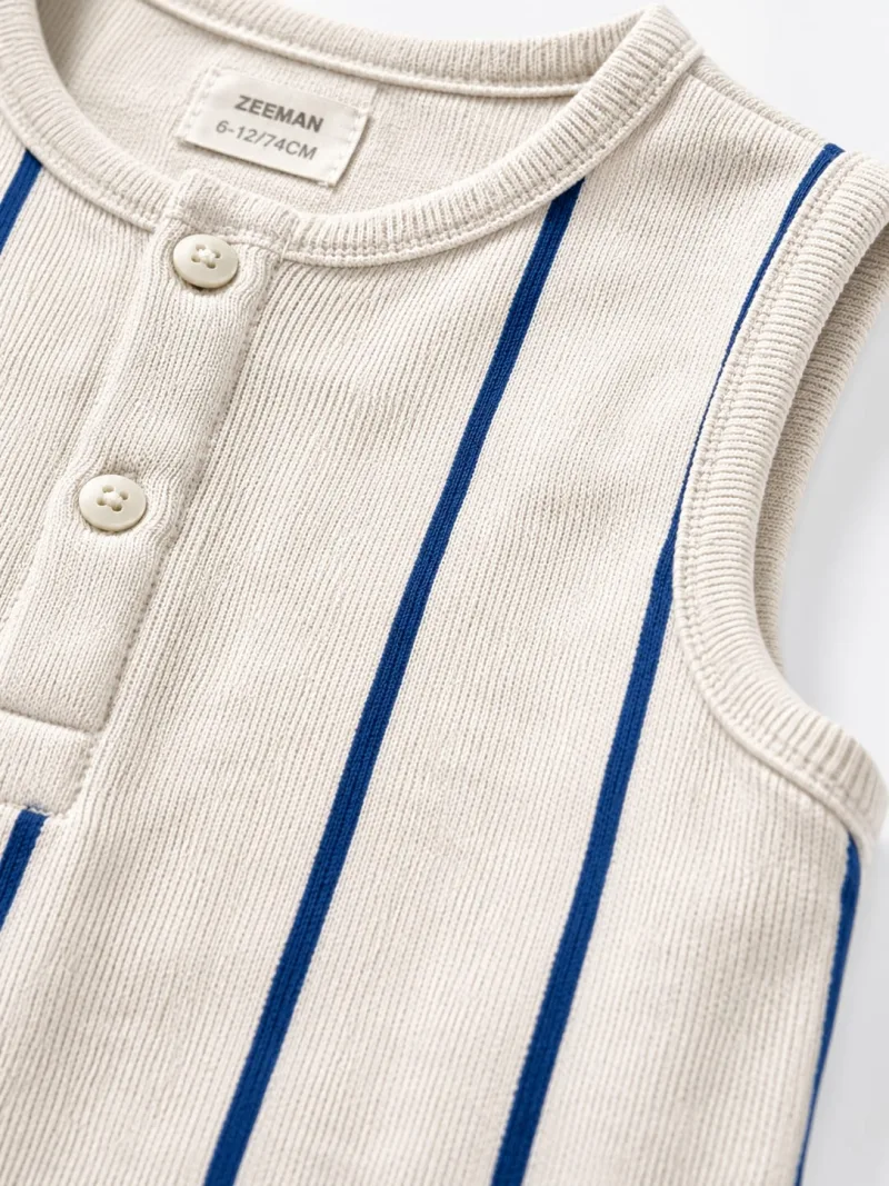 Baby Unisex Vertical Striped Sleeveless Romper – view 5