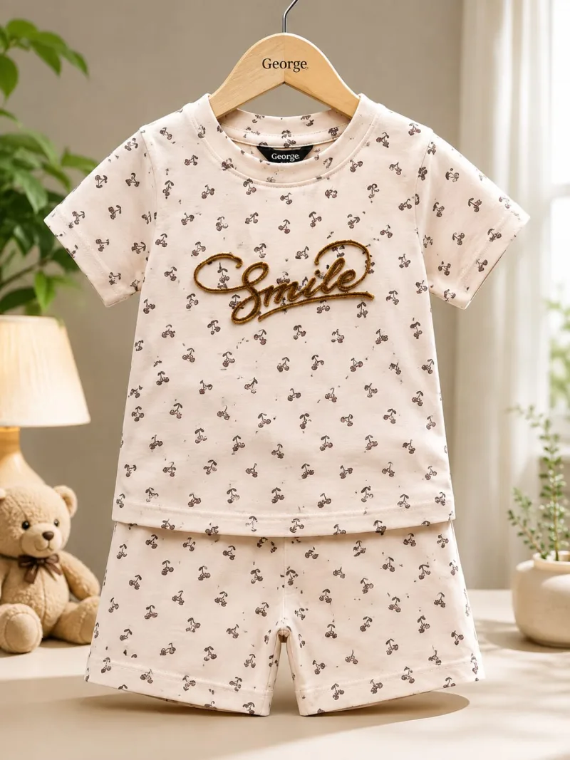 Kids Printed Smile T-Shirt & Shorts Set – view 3