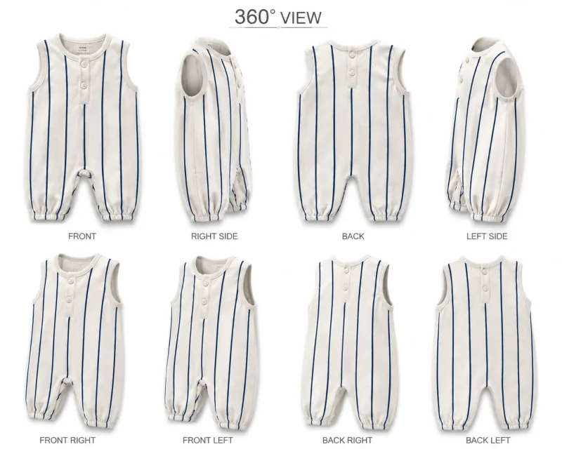 Baby Unisex Vertical Striped Sleeveless Romper – view 4
