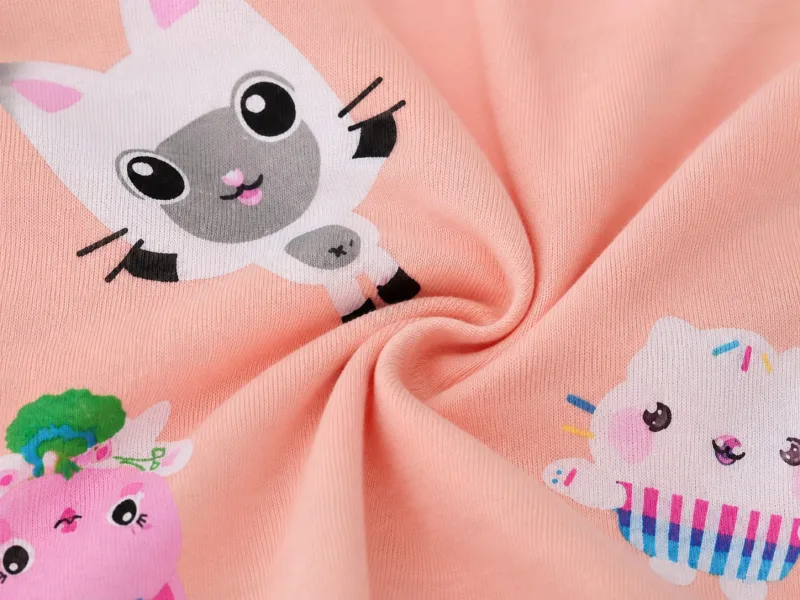 Girls Peach Unicorn & Kitty Printed Cotton Leggings – view 4