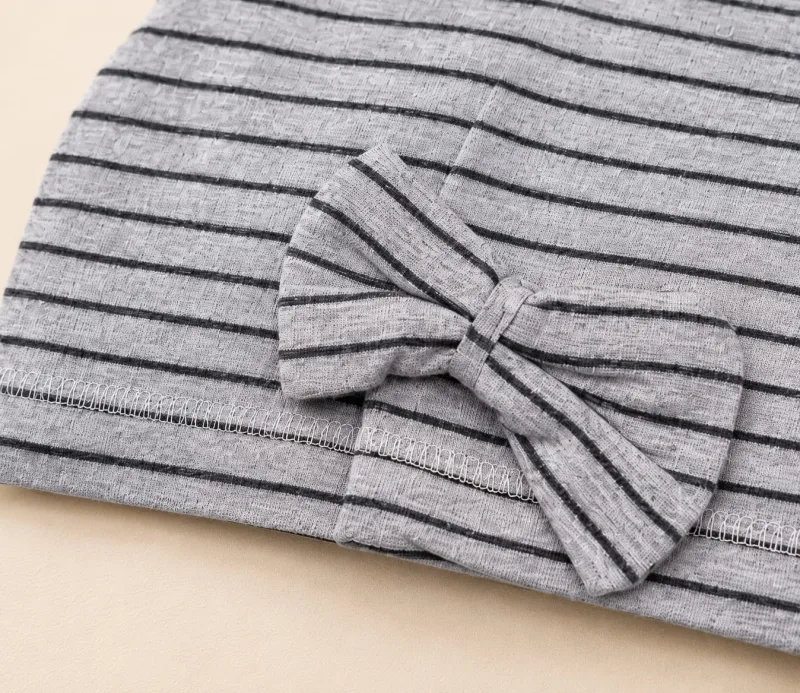 Baby Girls/Gender-Neutral Striped Bow Beanie Cap – view 2