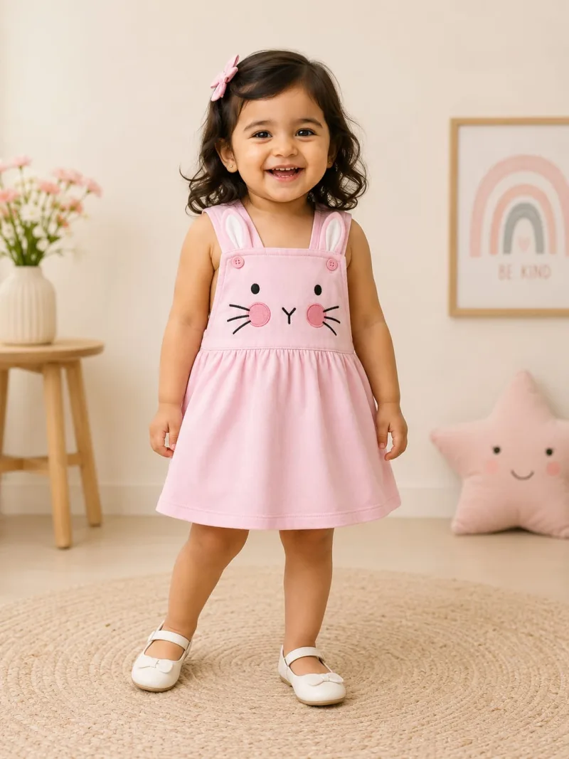Girls Bunny Face Pinafore Dress – view 1
