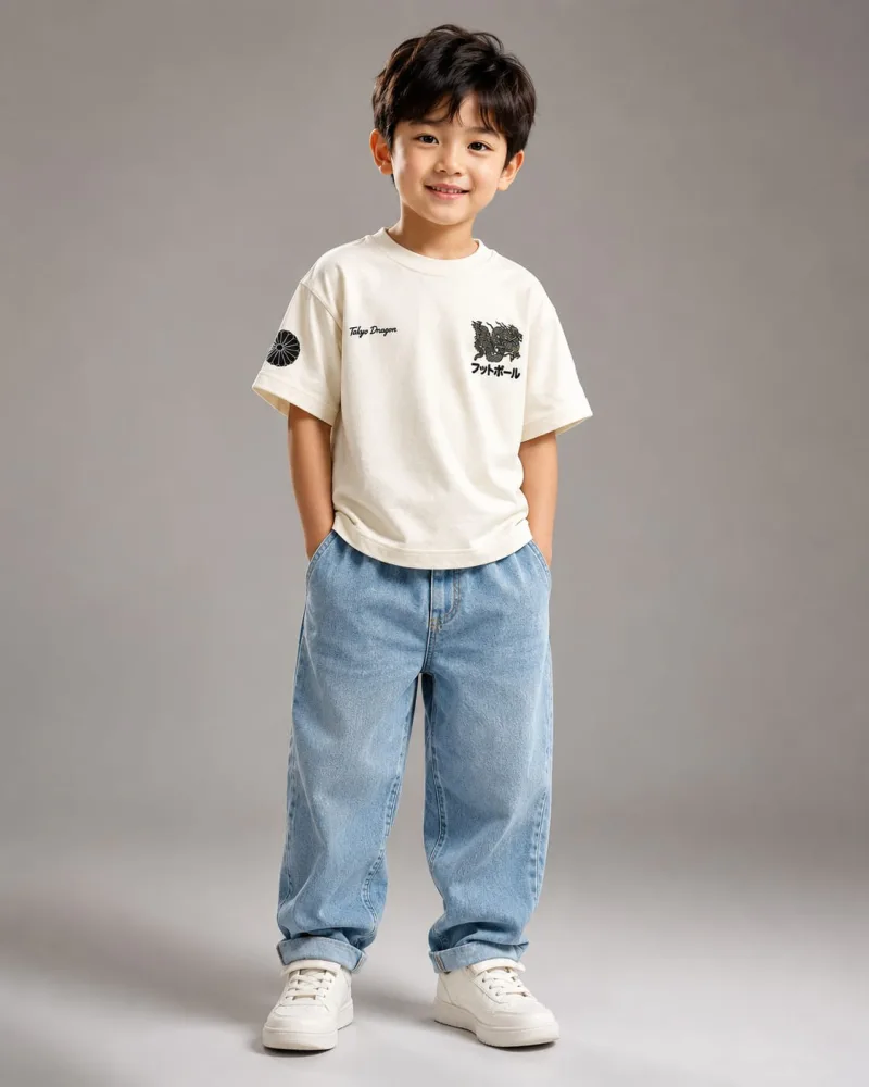Kids White Tiger, R & Snake Graphic Print T-Shirt – view 1