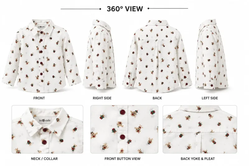 Boys White Reindeer & Gift Box Print Shirt – view 5