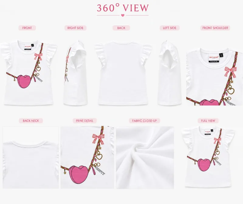 Name: Girls White Flutter Sleeve Printed T-Shirt – view 5