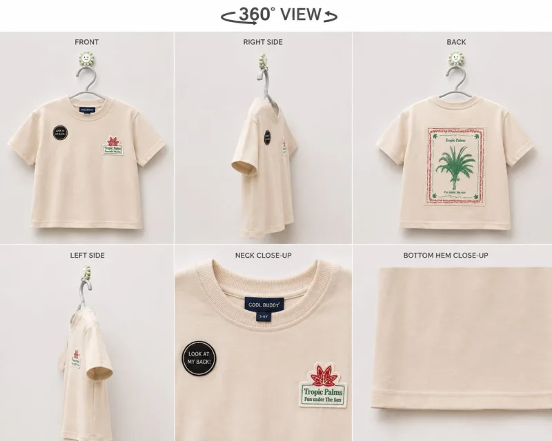 Boys Cream Printed Round Neck Half Sleeve T-Shirt – view 6