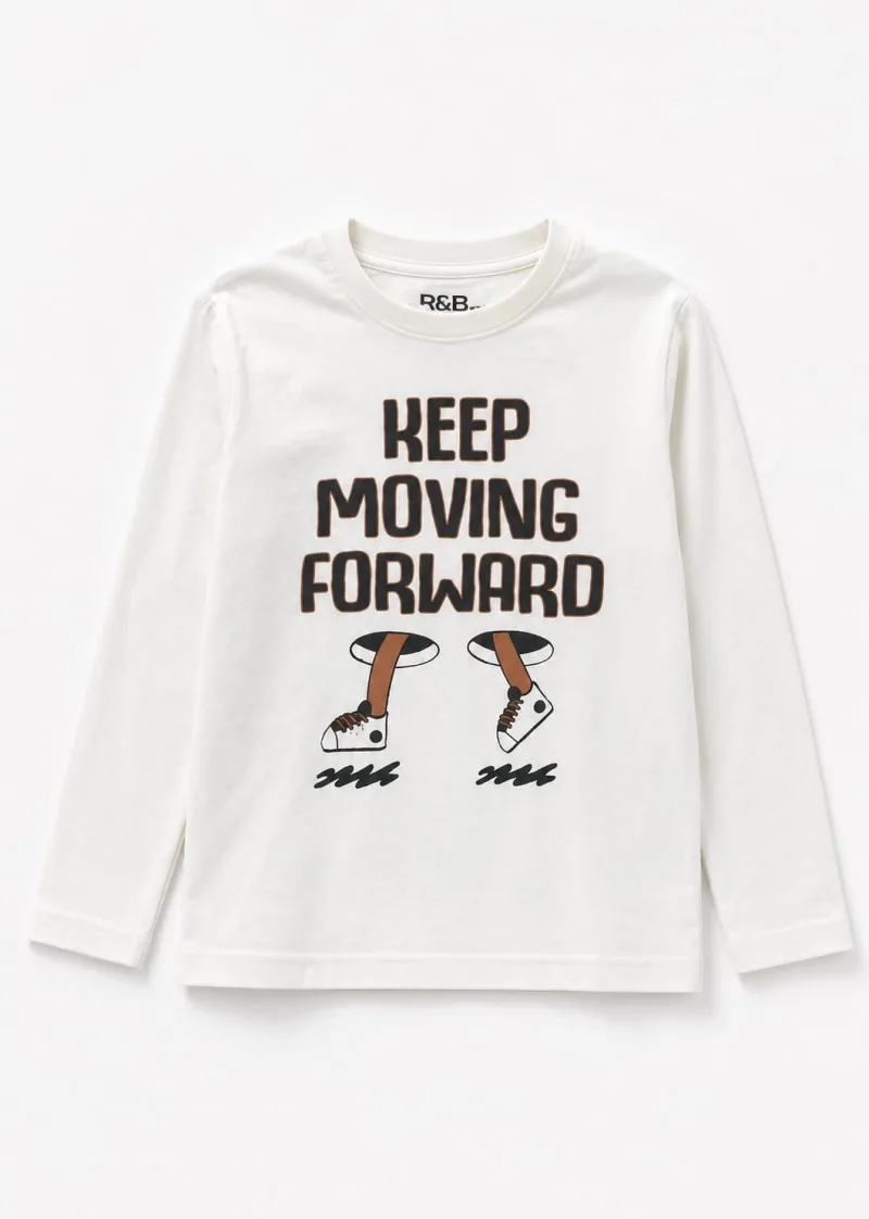 Keep Moving Forward Printed Full Sleeve T-Shirt for Kids – view 2