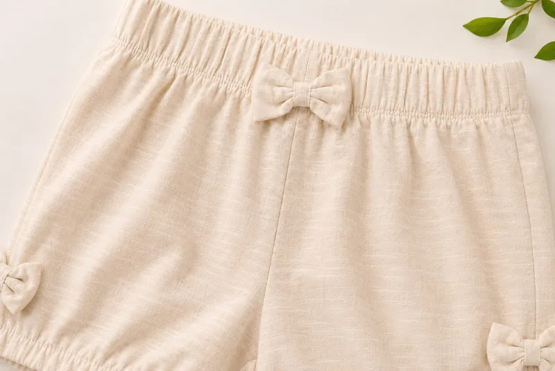 Girls Cotton Shorts with Bow Details – view 1