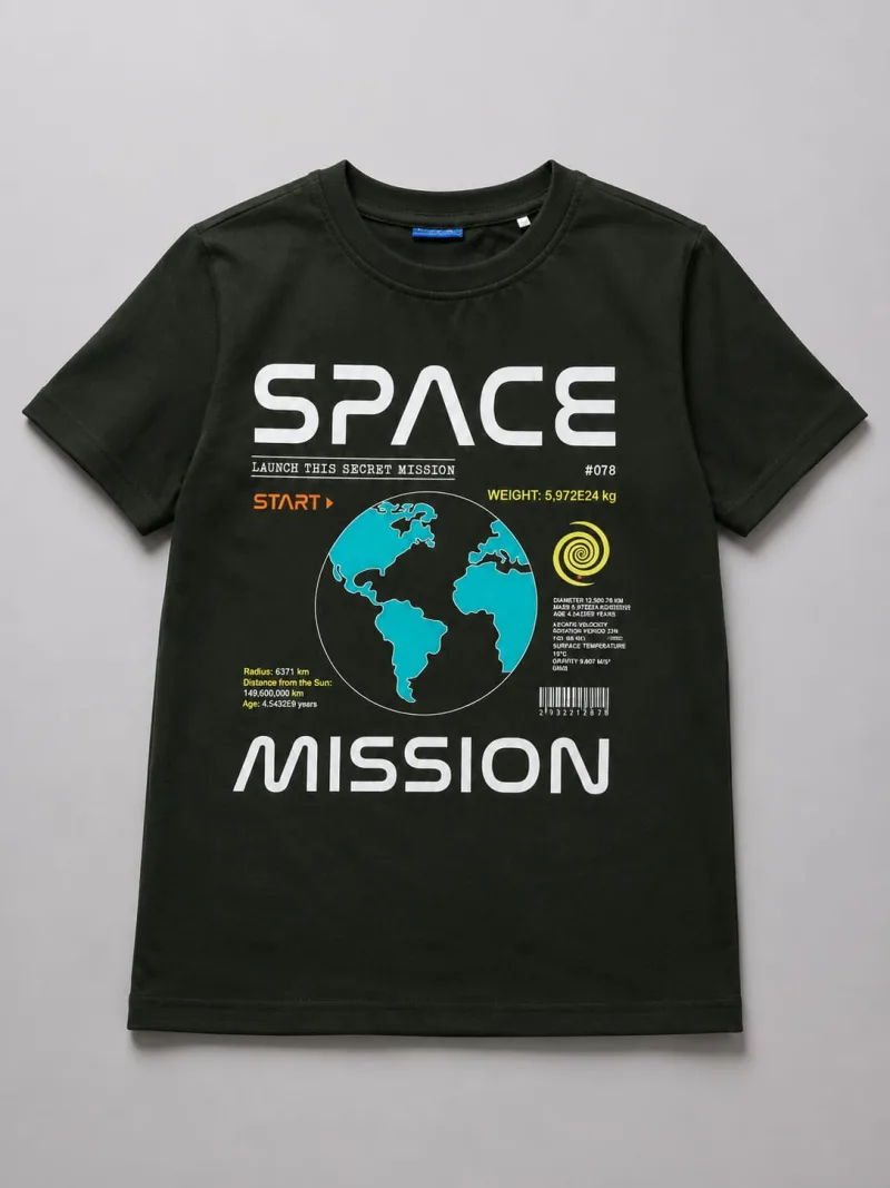 Boys Space Mission Graphic Printed T-Shirt – view 2