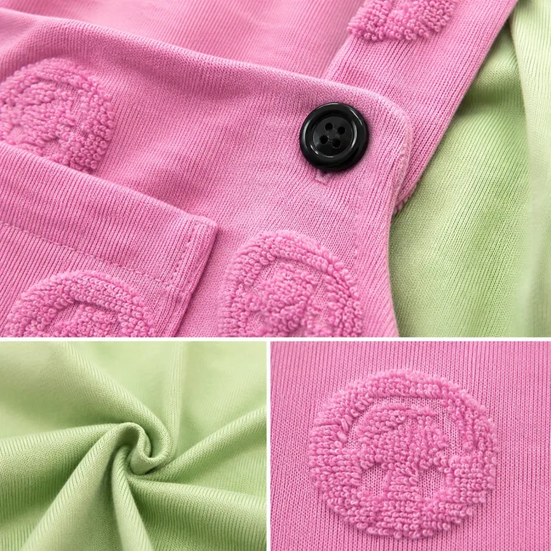 Girls Pink Dungaree Dress with Green T-Shirt Set – view 5