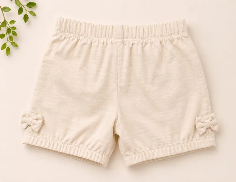 Girls Cotton Shorts with Bow Details – view 3