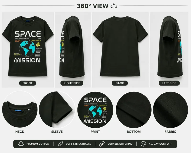 Boys Space Mission Graphic Printed T-Shirt – view 5