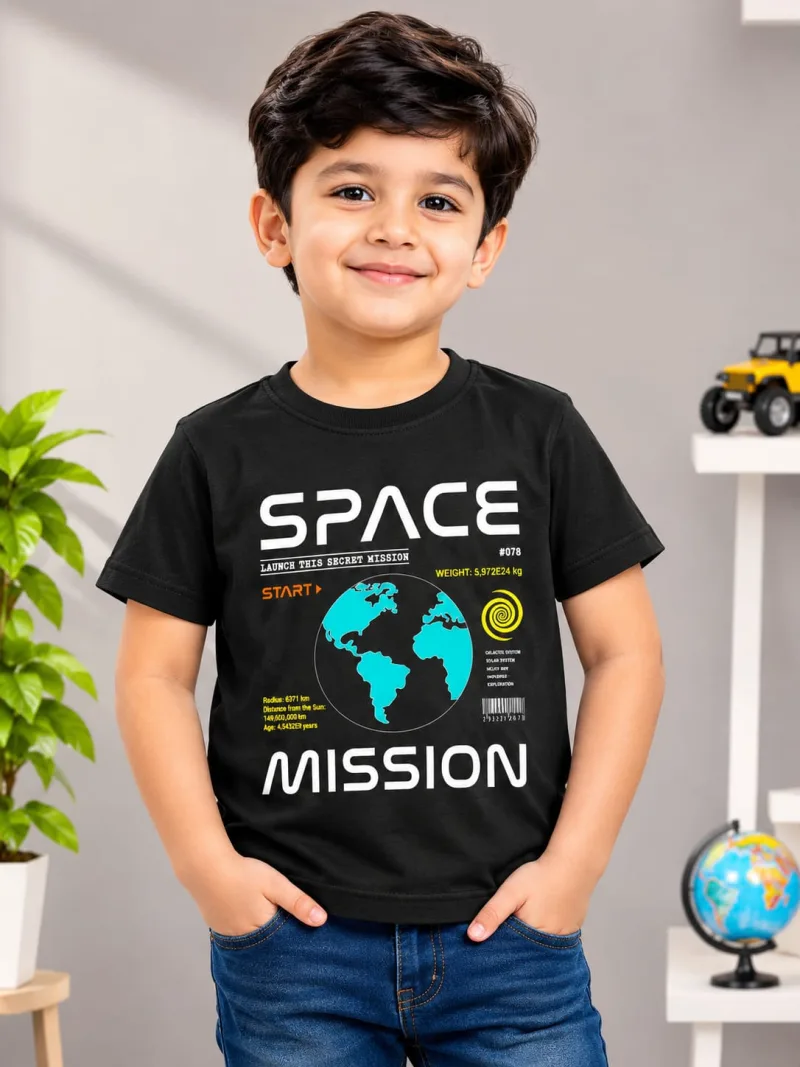 Boys Space Mission Graphic Printed T-Shirt – view 1