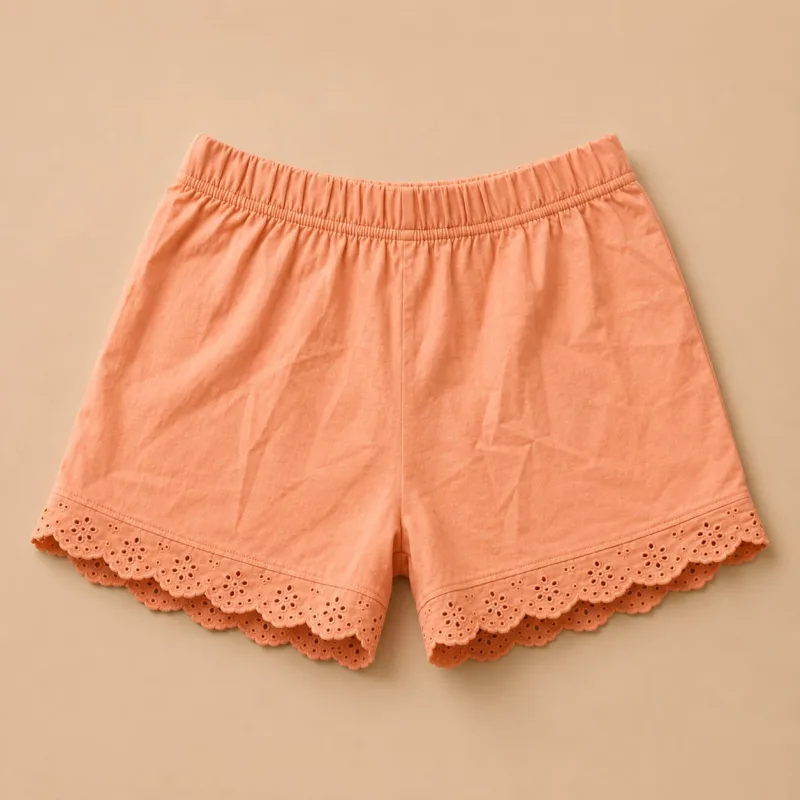 Girls Scalloped Eyelet Lace-Trim Shorts – view 2