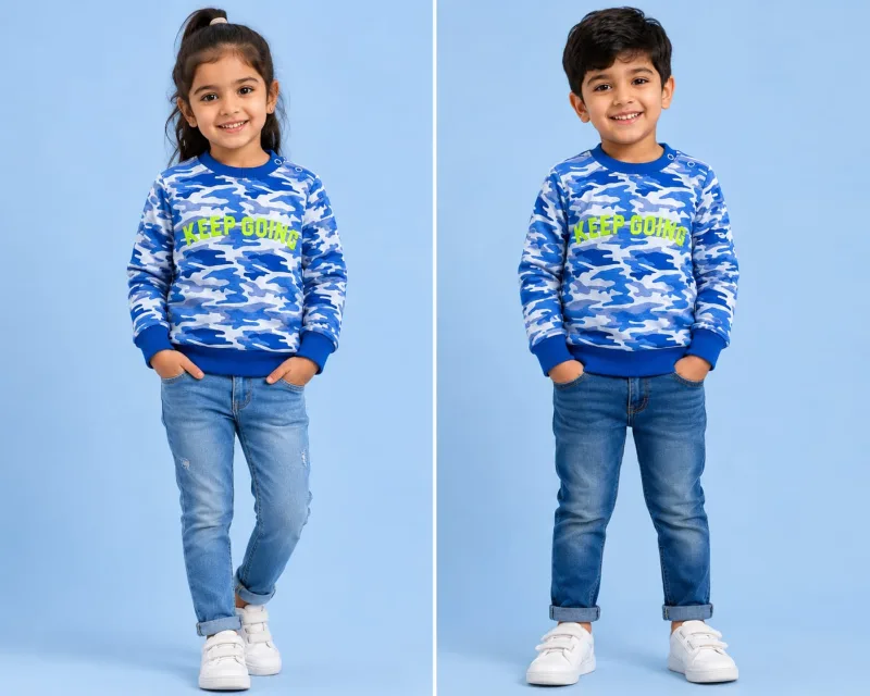 Kids "Keep Going" Camo Print Sweatshirt – view 1