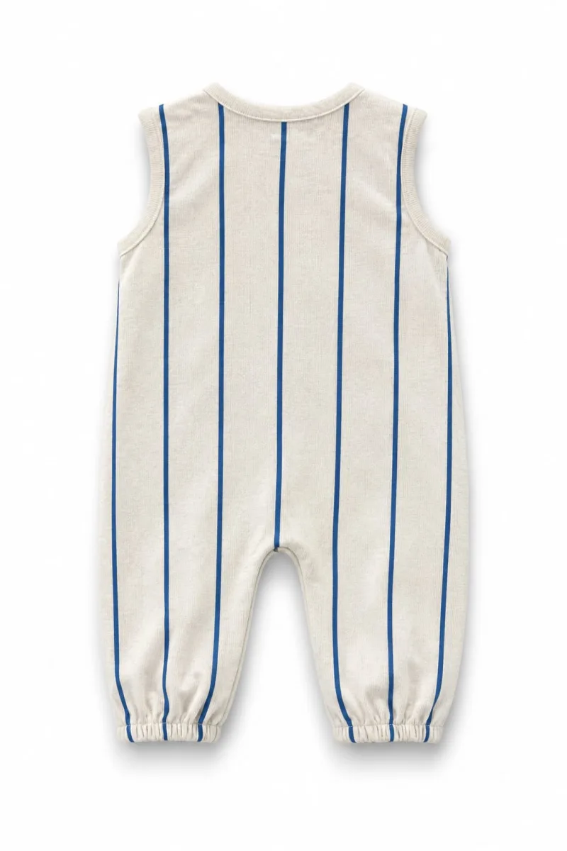 Baby Unisex Vertical Striped Sleeveless Romper – view 3
