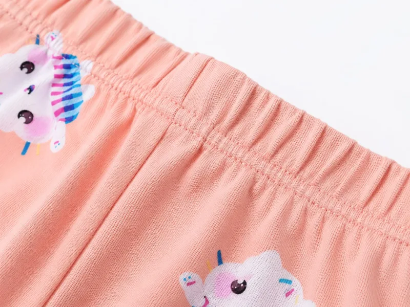Girls Peach Unicorn & Kitty Printed Cotton Leggings – view 5