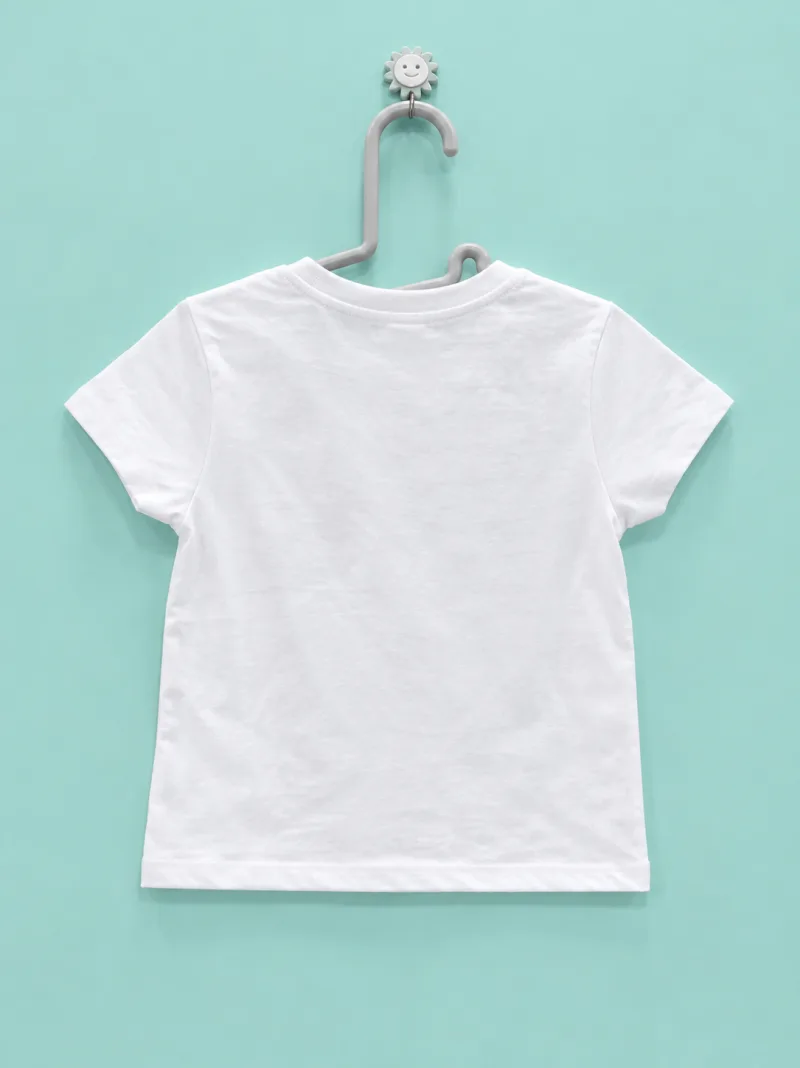Girls White Stitch & Angel Printed Round Neck T-Shirt – view 2