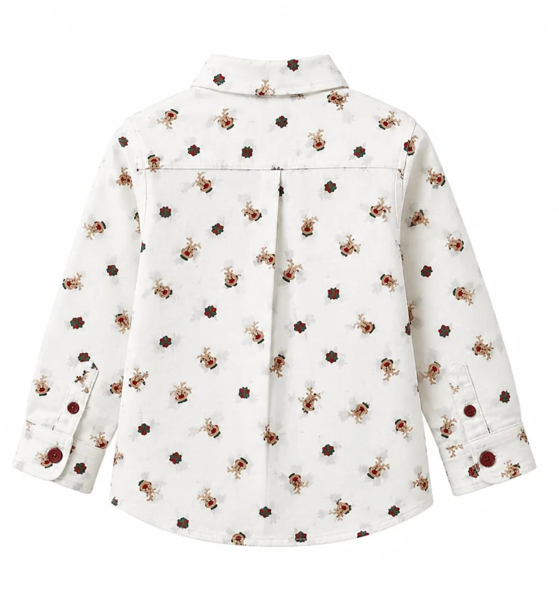 Boys White Reindeer & Gift Box Print Shirt – view 4