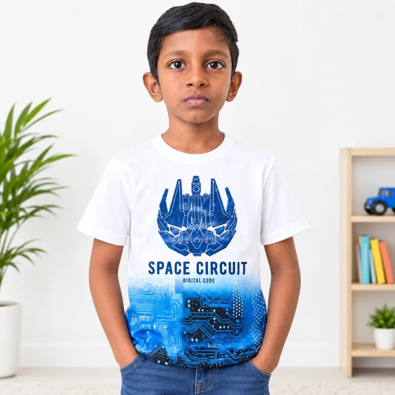 Boys Space Circuit Digital Graphic Printed T-Shirt – view 1