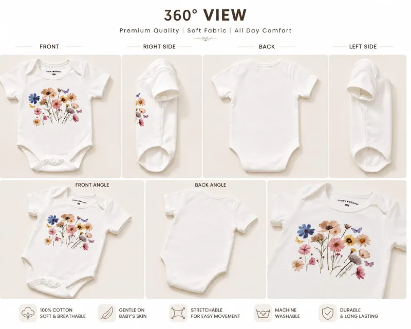 Baby White Pressed Wildflower Print – view 6