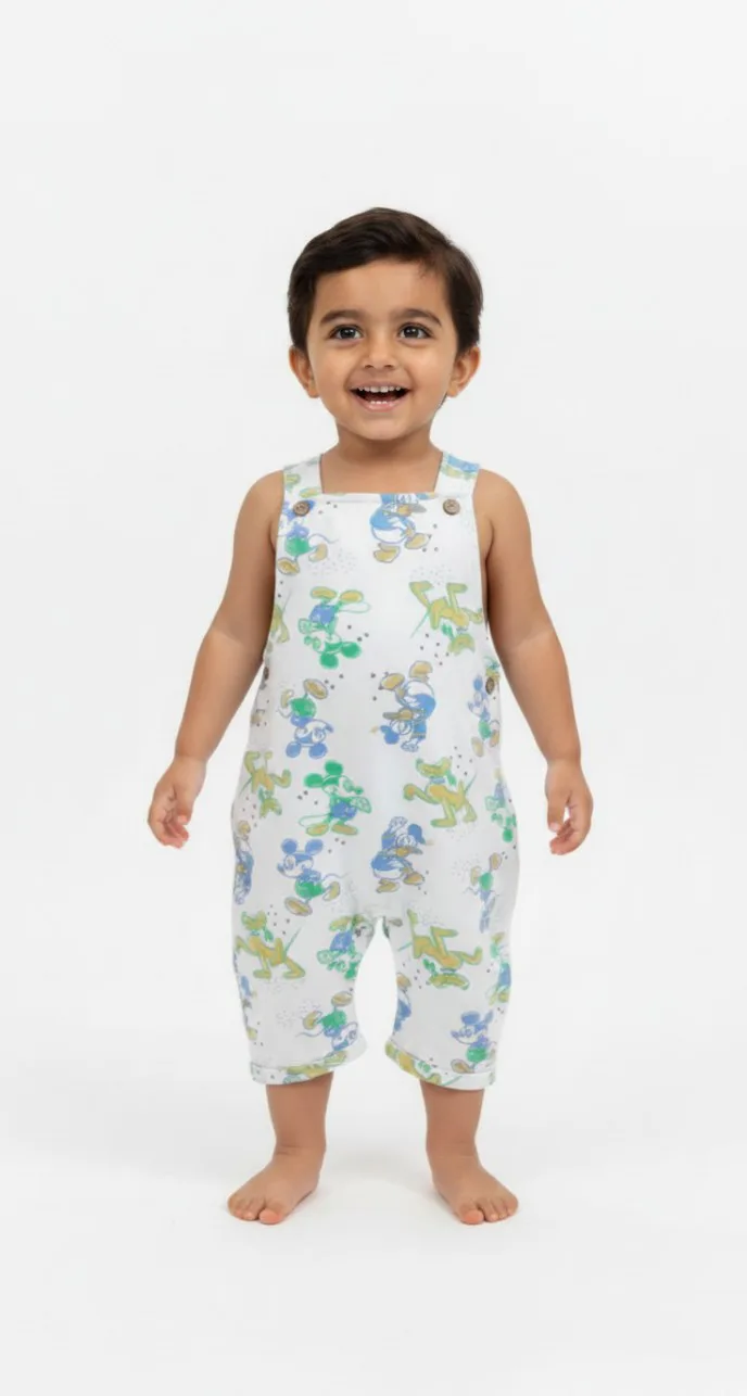 Baby Printed Sleeveless Dungaree Romper – view 1