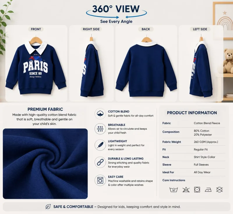 Kids "Paris Since 89" Shirt-Collar Sweatshirt – view 3
