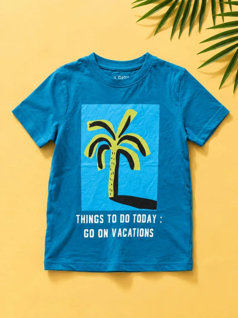 Boys Vacation Palm Tree Graphic Printed T-Shirt – view 2