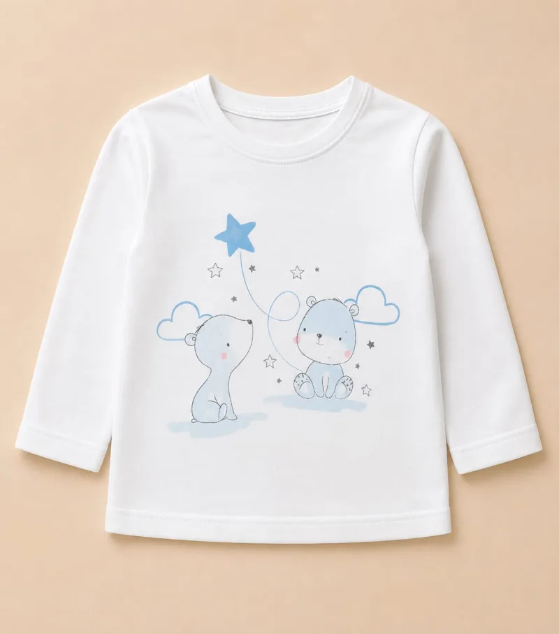 Baby Full Sleeve 100% Cotton Bear & Star Print T-Shirt – view 2